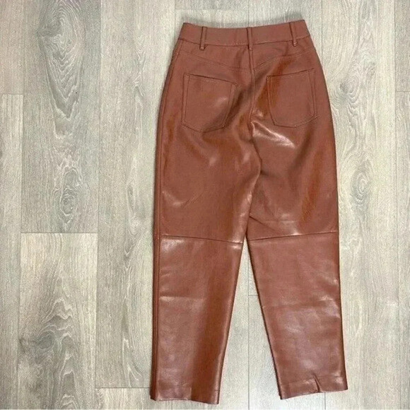 Aritzia Wilfred Free Oracle Pants High Rise Leather straight balloon leg brown - Picture 16 of 16
